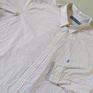 Ralph Lauren Mens 4XB Big & Tall Tattersall Check Button Down Shirt Red Blue